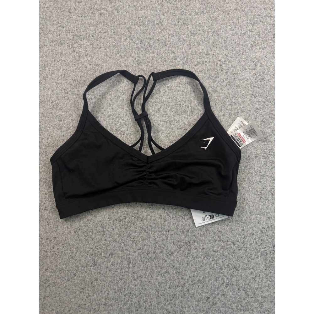 Gymshark Ruched Multi Strap Light Support Sports Bra Black MEDIUM